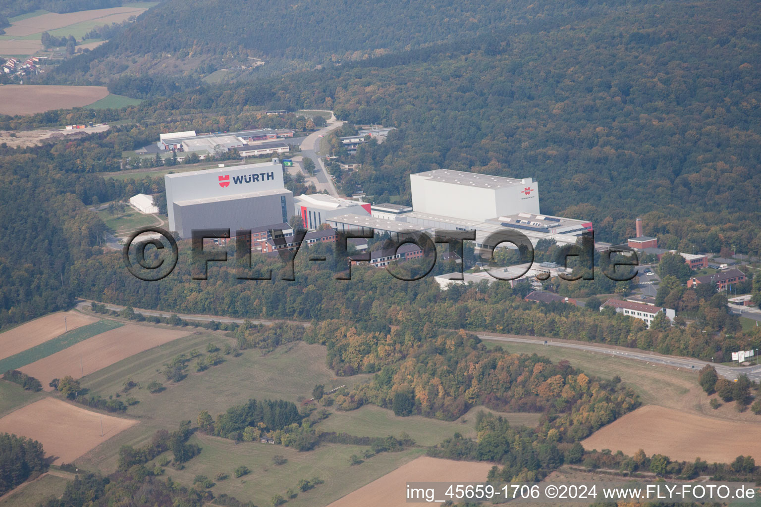 Aerial view of Würth in Bad Mergentheim in the state Baden-Wuerttemberg, Germany