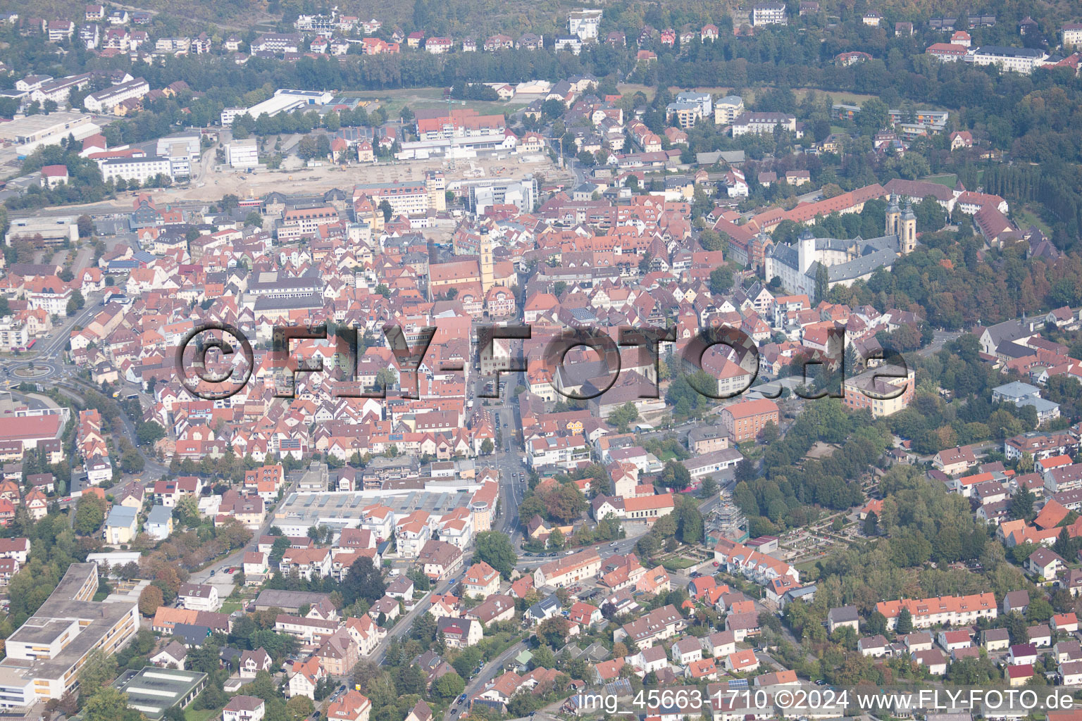 Bad Mergentheim in the state Baden-Wuerttemberg, Germany seen from above