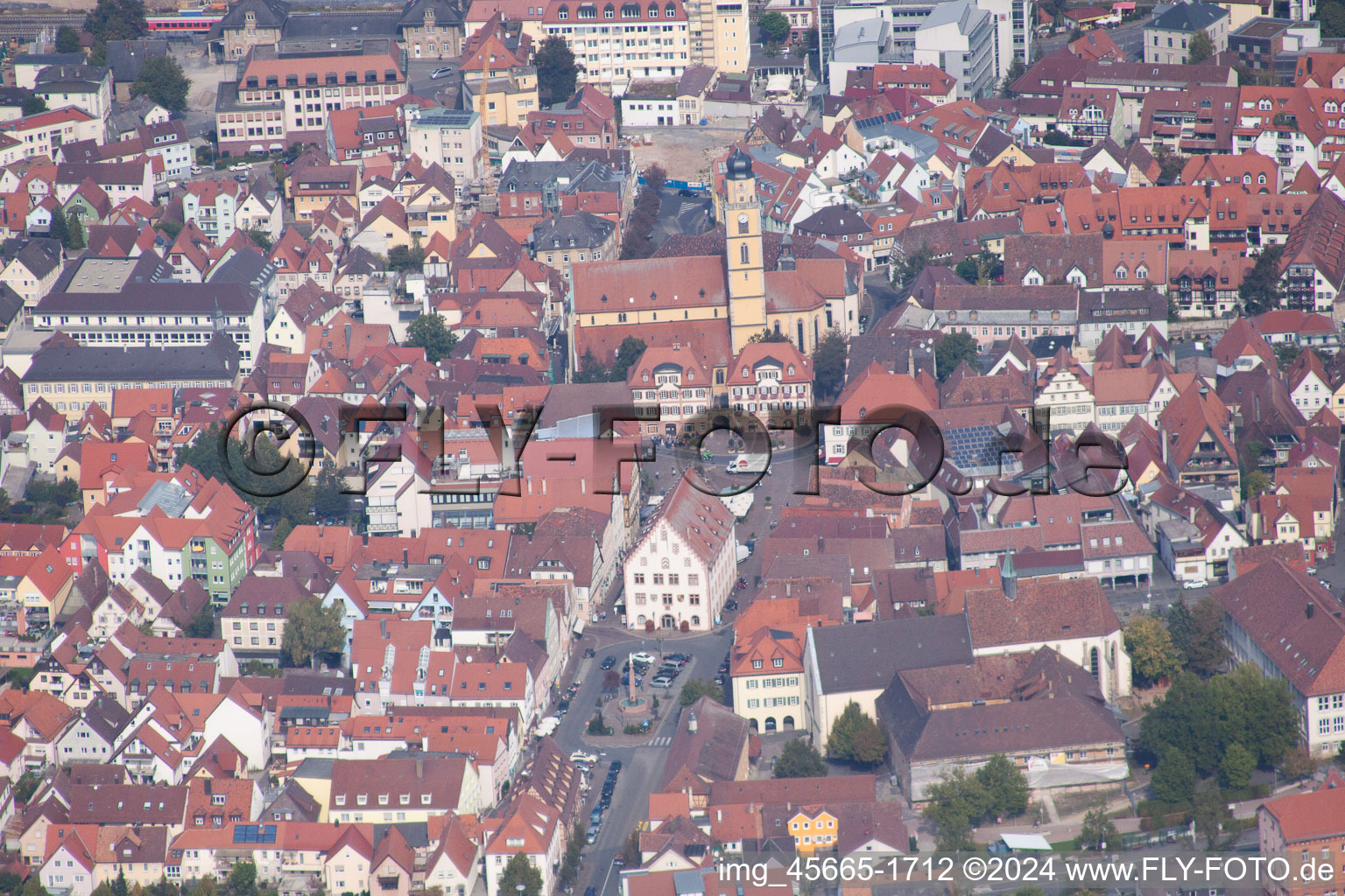 Bird's eye view of Bad Mergentheim in the state Baden-Wuerttemberg, Germany