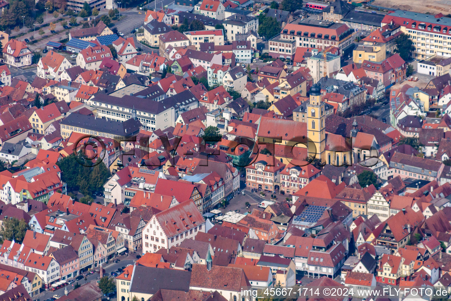 St. John's Cathedral in the Old Town in Bad Mergentheim in the state Baden-Wuerttemberg, Germany