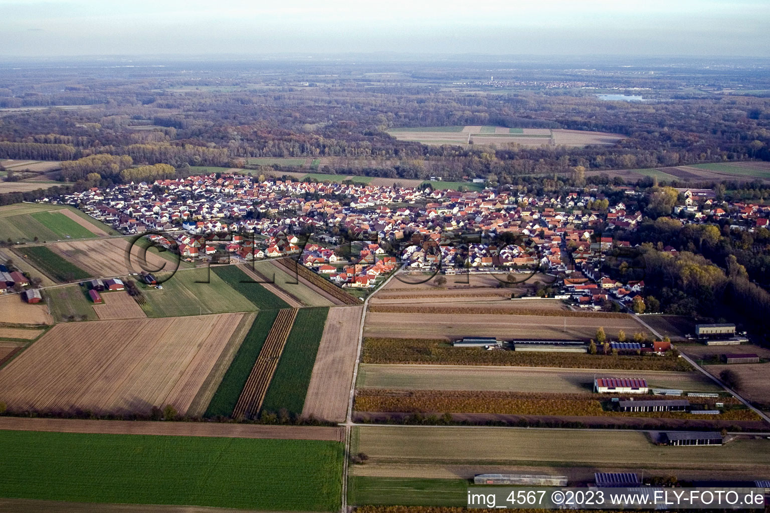 Aerial view of From the west in Hördt in the state Rhineland-Palatinate, Germany