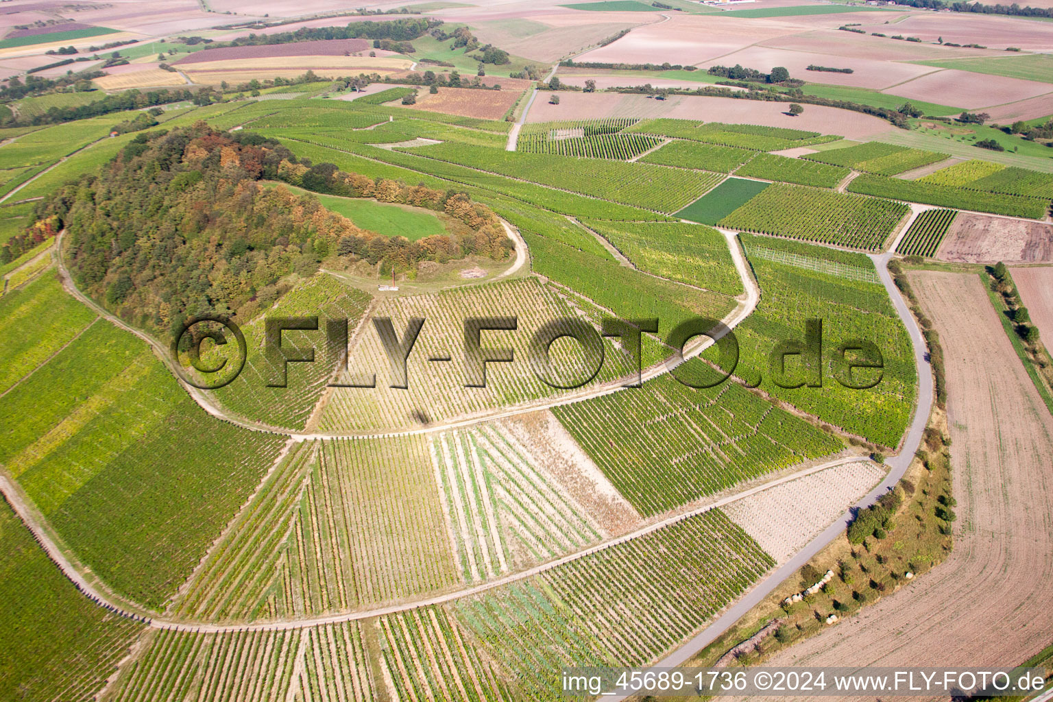 Aerial view of Hüttenheim in the state Bavaria, Germany