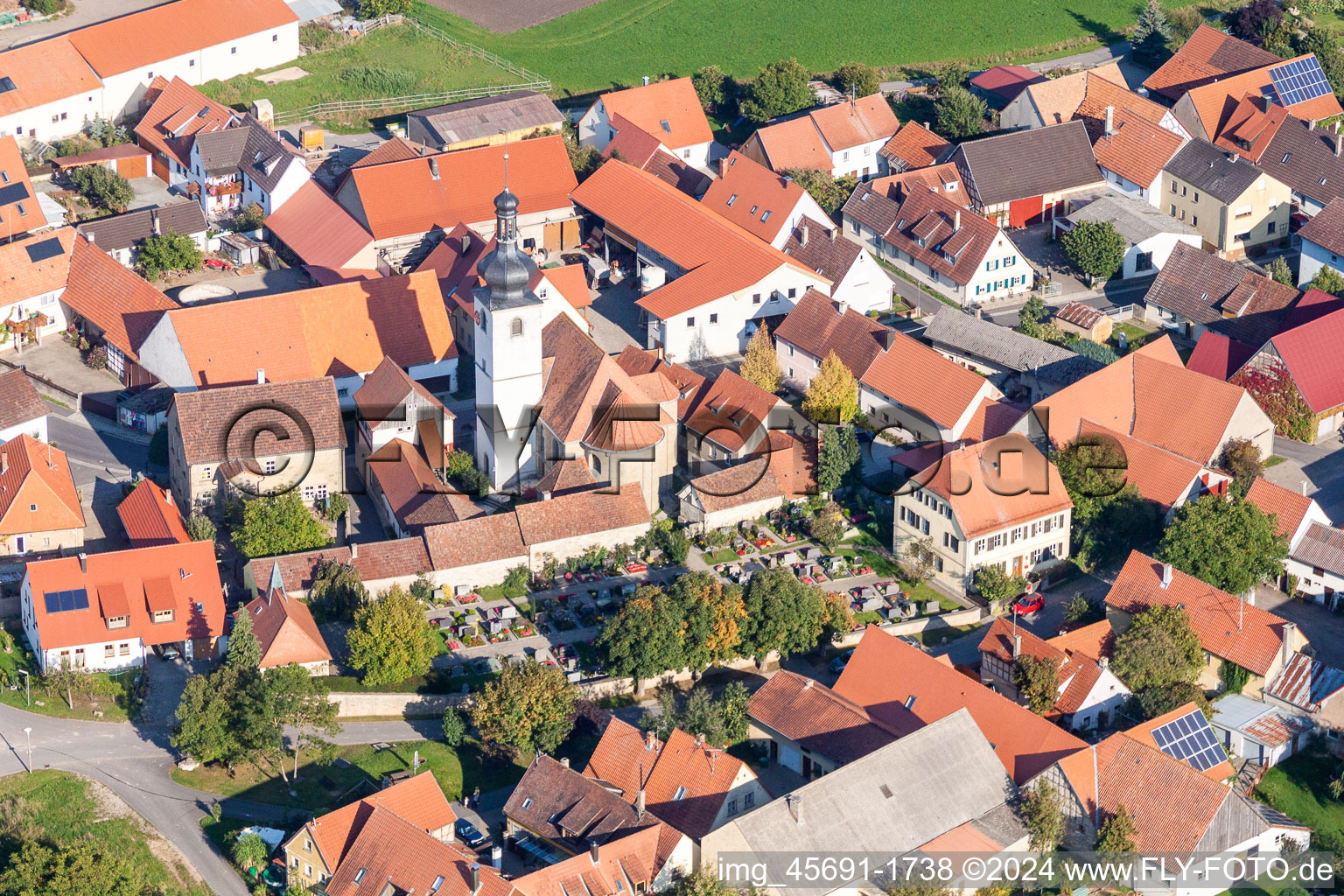 Church building in the village of in the district Nenzenheim in Iphofen in the state Bavaria, Germany