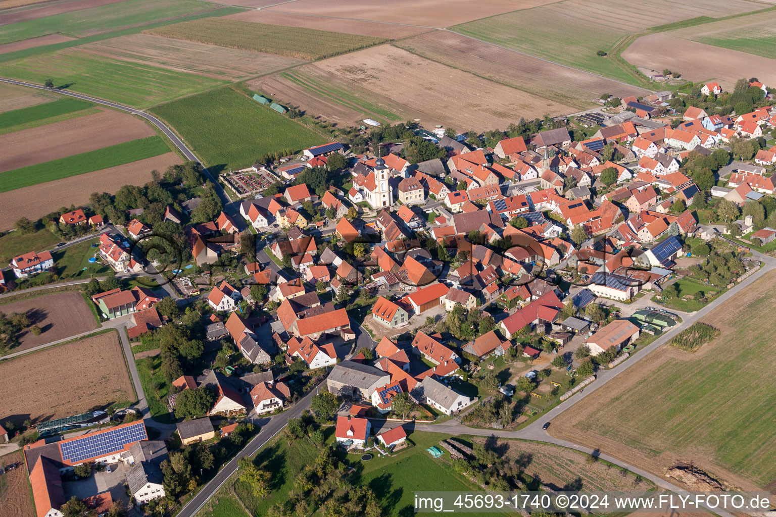 Aerial view of Dornheim in the state Bavaria, Germany