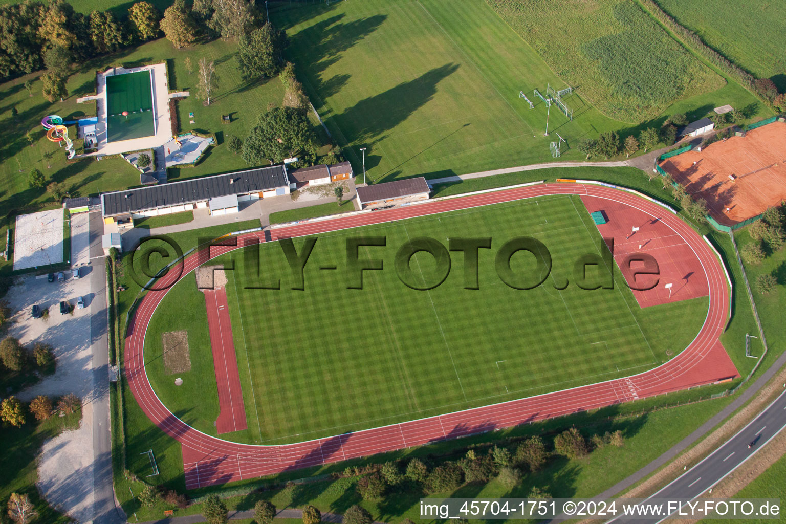 Sports field in Burghaslach in the state Bavaria, Germany