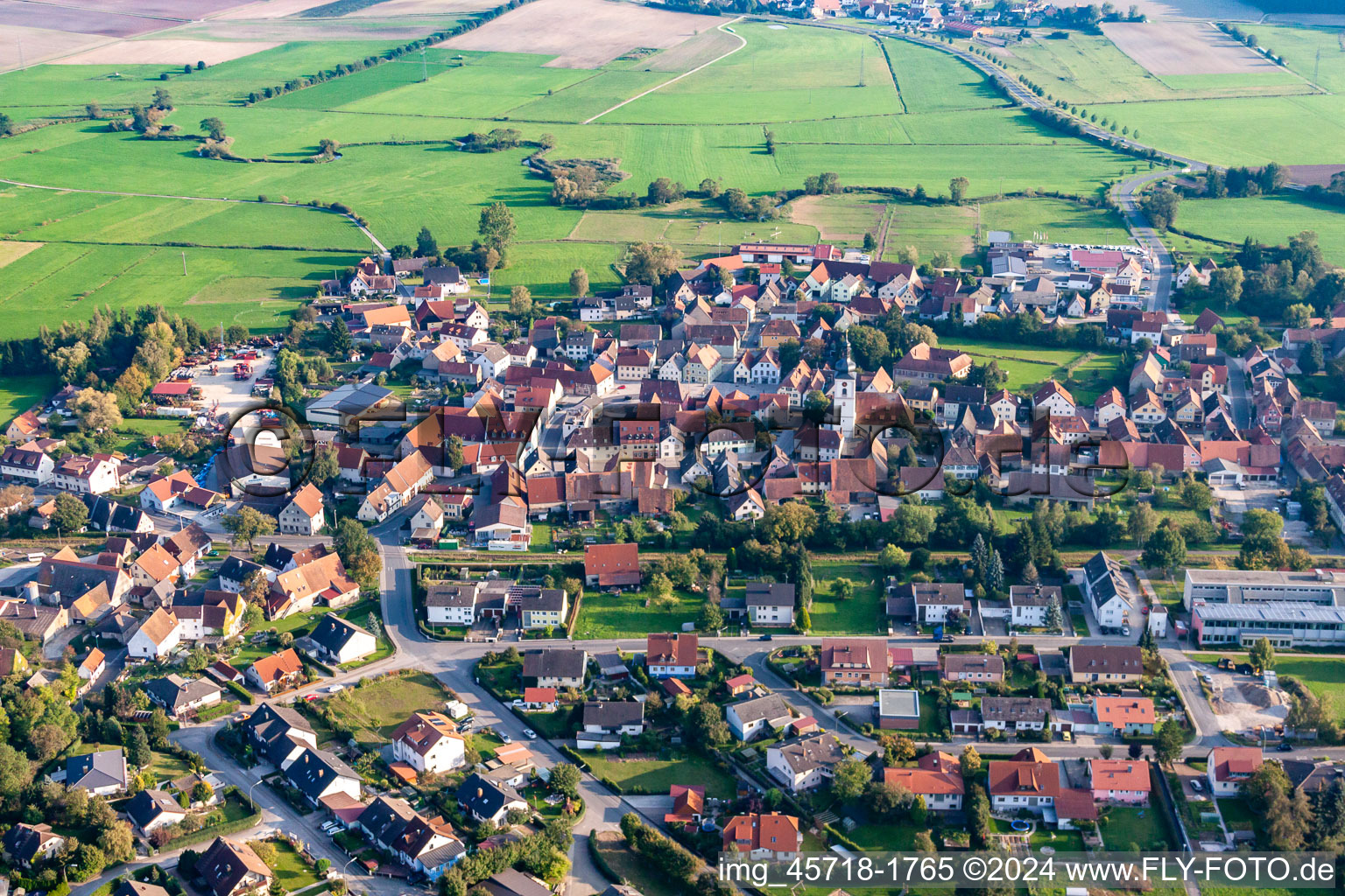 Aerial photograpy of Mühlhausen in the state Bavaria, Germany