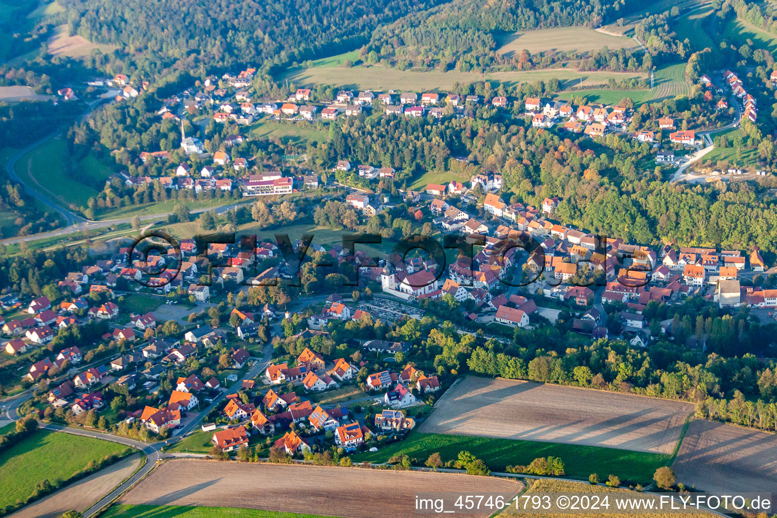 Aerial view of Heiligenstadt in Oberfranken in the state Bavaria, Germany