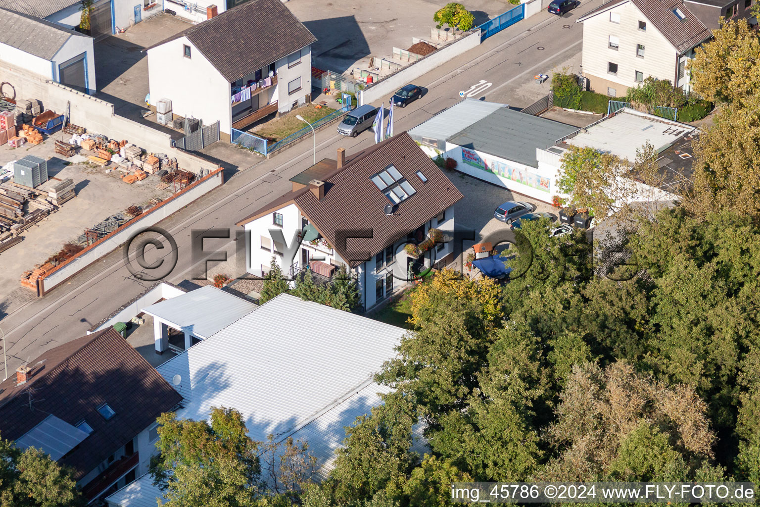 Aerial photograpy of Garden City Settlement in Kandel in the state Rhineland-Palatinate, Germany