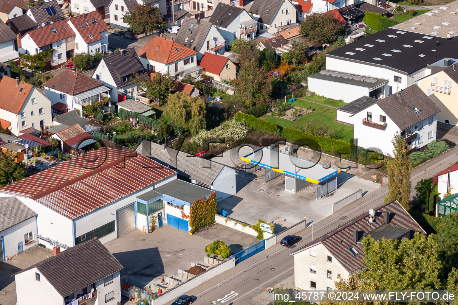 Oblique view of Garden City settlement in Kandel in the state Rhineland-Palatinate, Germany