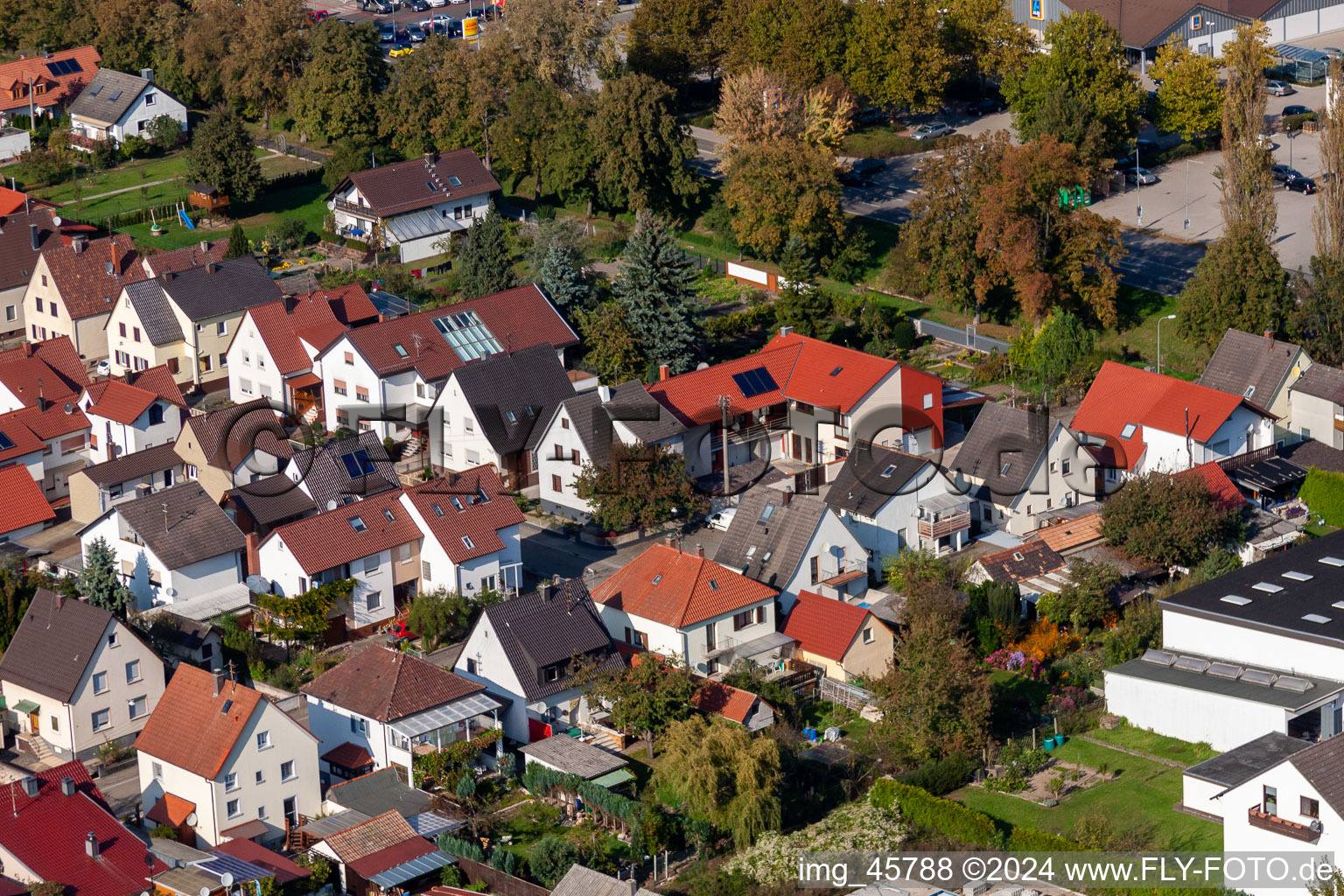 Garden City Settlement in Kandel in the state Rhineland-Palatinate, Germany from above