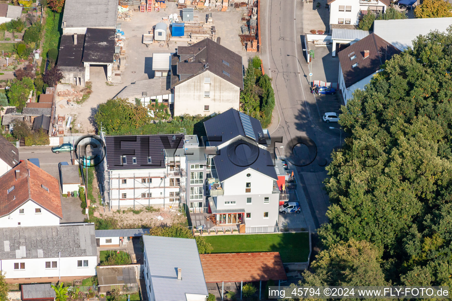 Garden City Settlement in Kandel in the state Rhineland-Palatinate, Germany from the plane