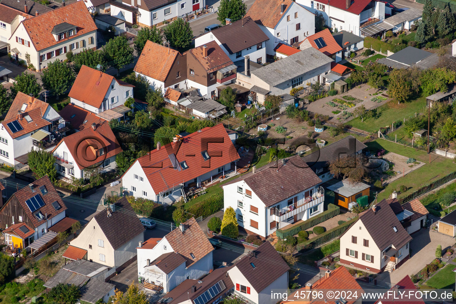 Garden City Settlement in Kandel in the state Rhineland-Palatinate, Germany viewn from the air