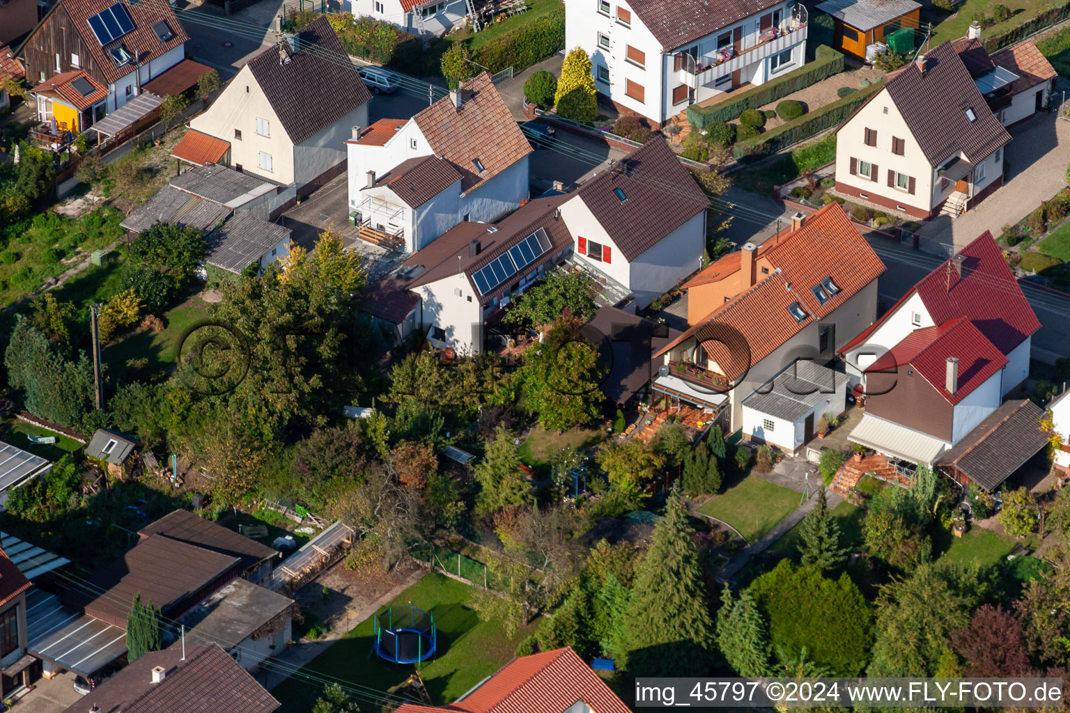 Drone recording of Garden City settlement in Kandel in the state Rhineland-Palatinate, Germany