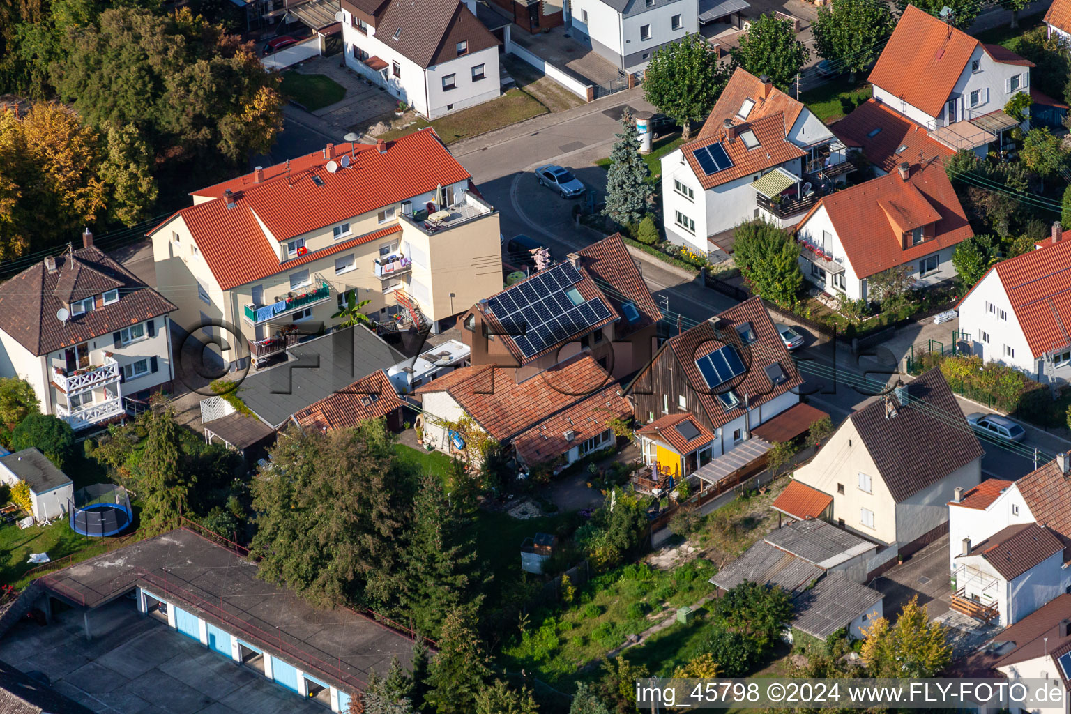 Drone image of Garden City settlement in Kandel in the state Rhineland-Palatinate, Germany