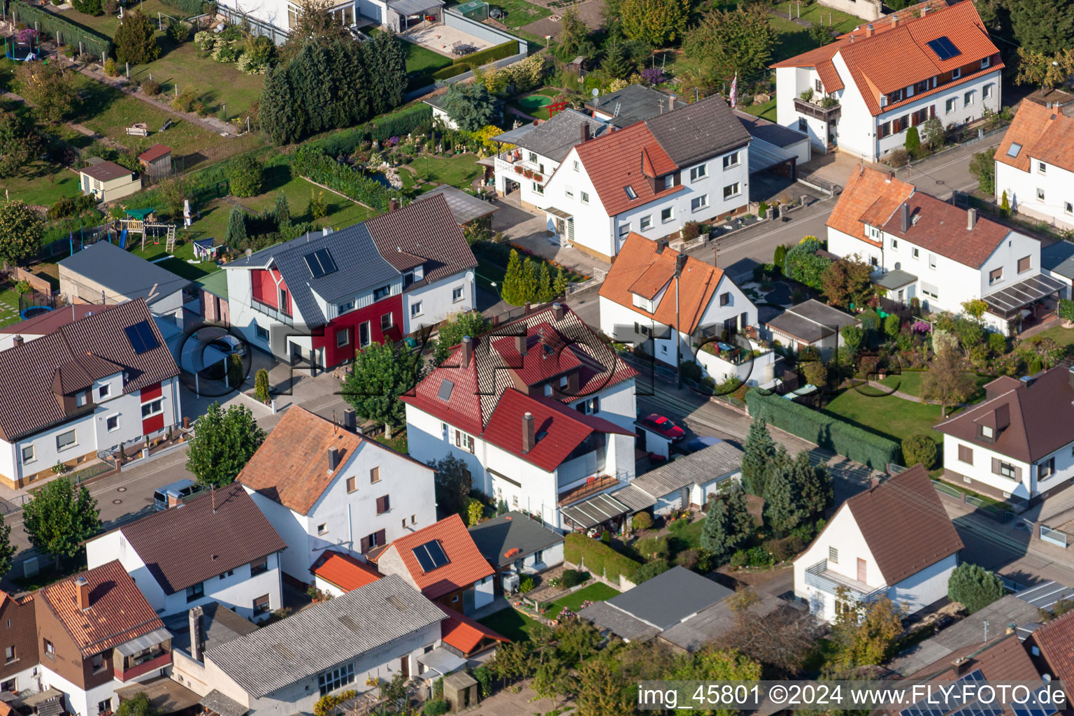 Garden City Settlement in Kandel in the state Rhineland-Palatinate, Germany seen from a drone