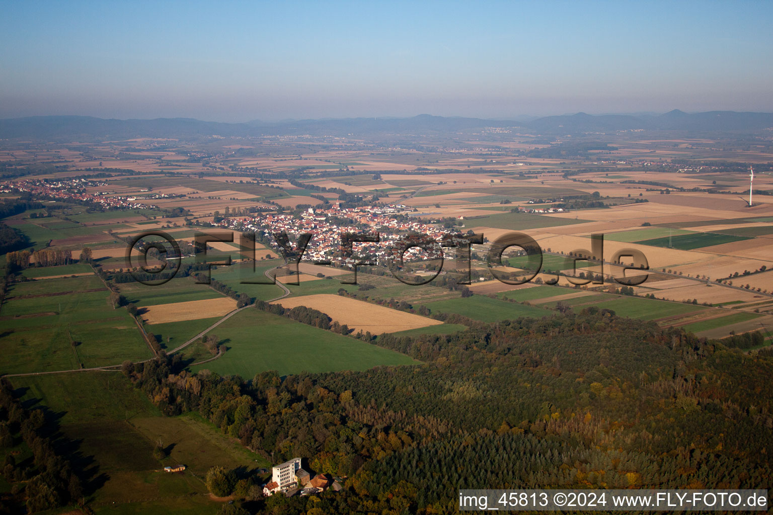 Minfeld in the state Rhineland-Palatinate, Germany viewn from the air