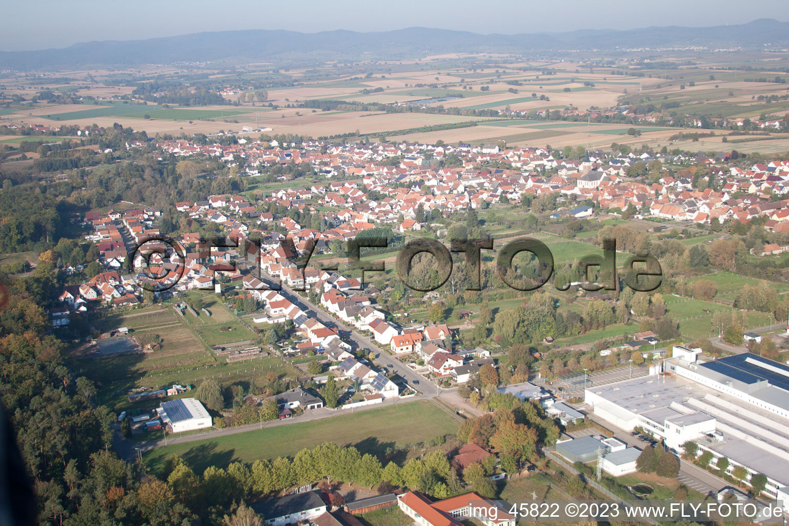 Drone image of District Schaidt in Wörth am Rhein in the state Rhineland-Palatinate, Germany