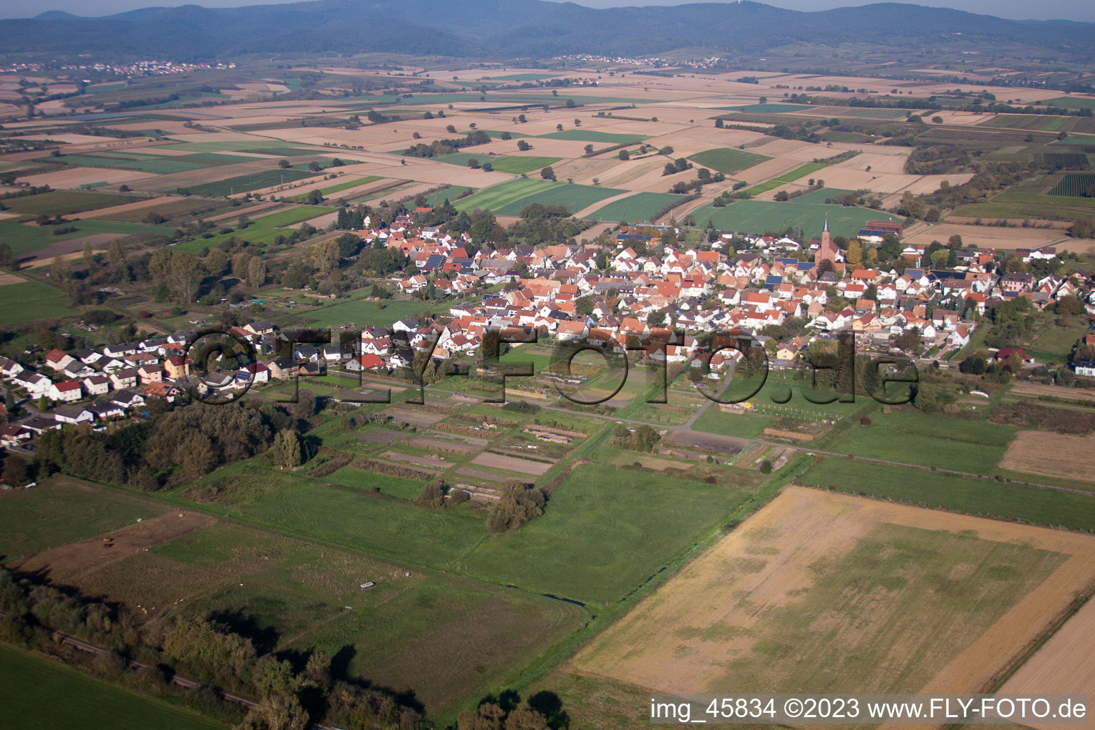 Aerial view of Steinfeld in the state Rhineland-Palatinate, Germany