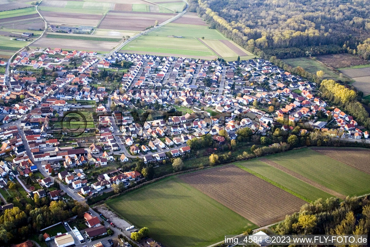 Aerial photograpy of From the southeast in Hördt in the state Rhineland-Palatinate, Germany