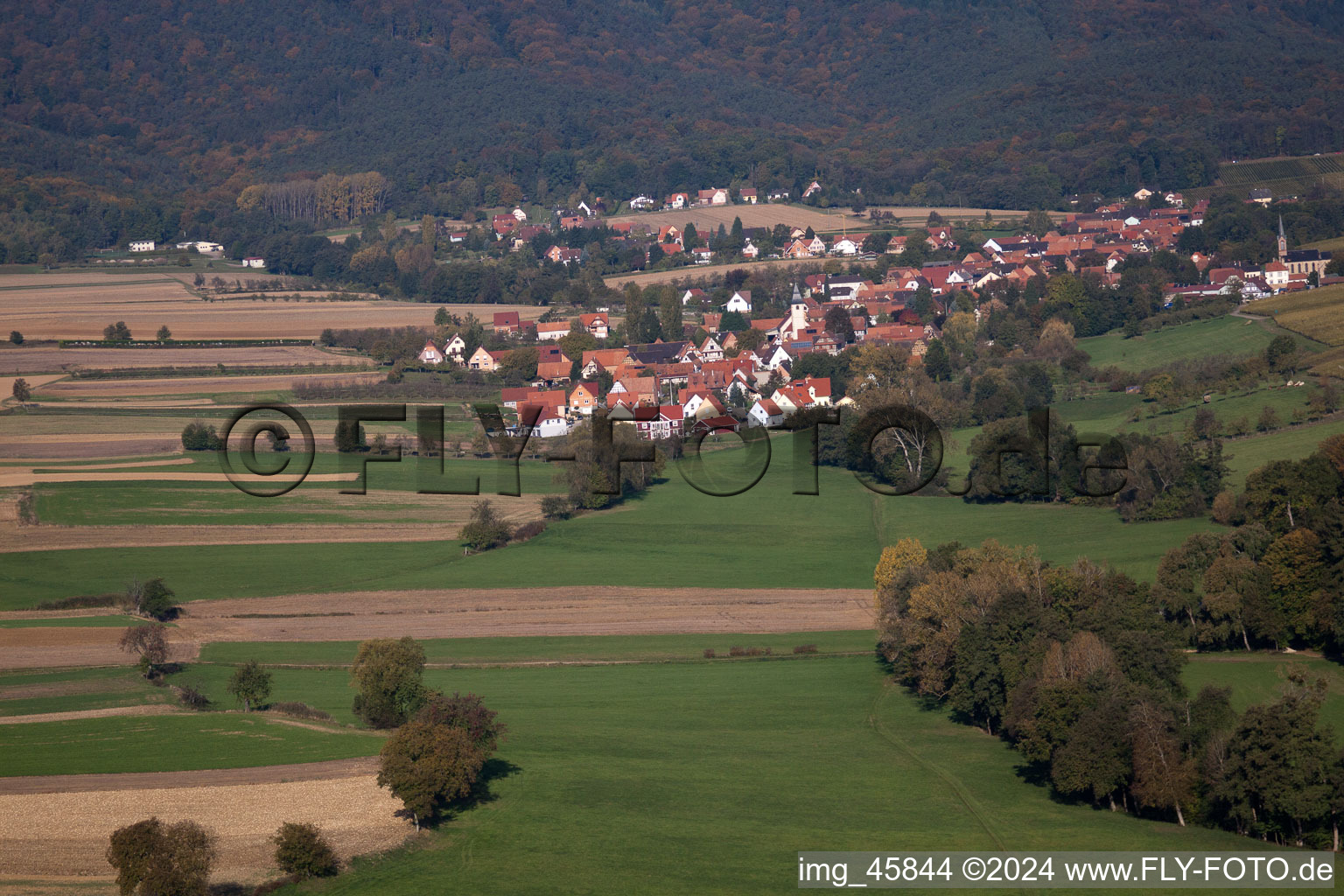 Bremmelbach in the state Bas-Rhin, France from above