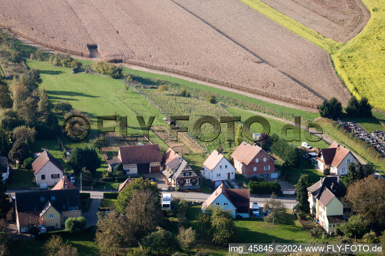 Bird's eye view of Bremmelbach in the state Bas-Rhin, France