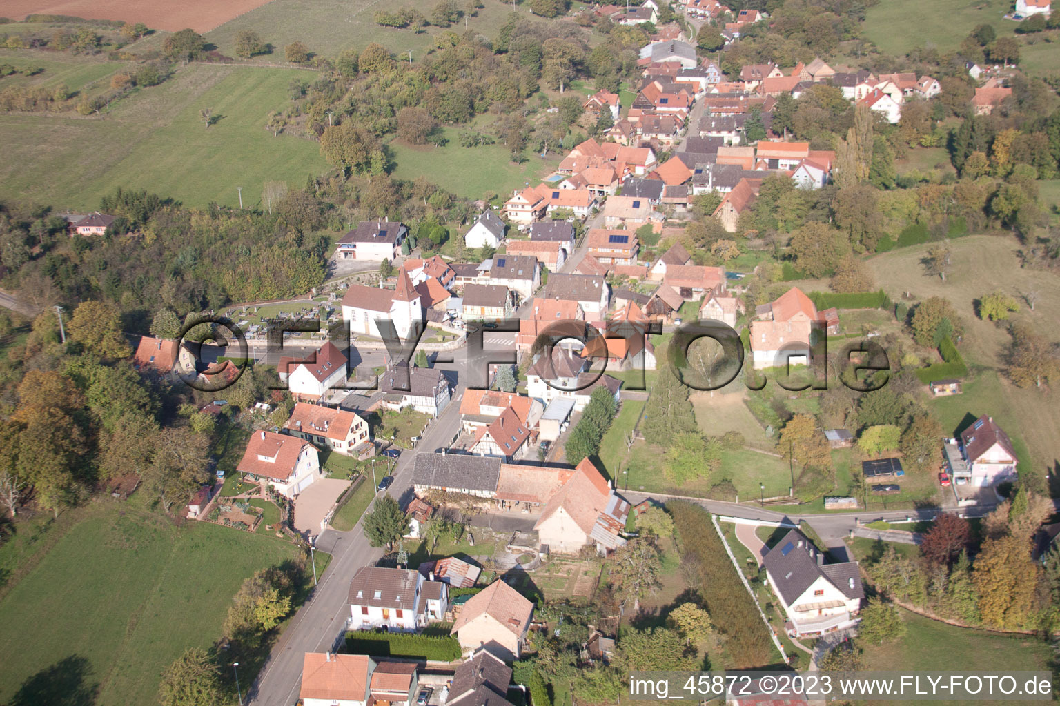 Drone image of Mitschdorf in the state Bas-Rhin, France
