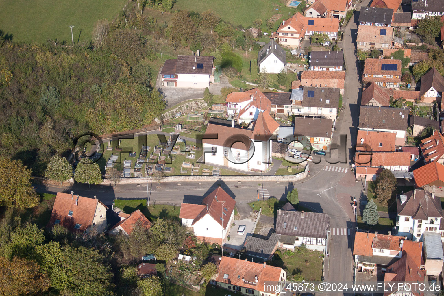 Drone image of Mitschdorf in the state Bas-Rhin, France