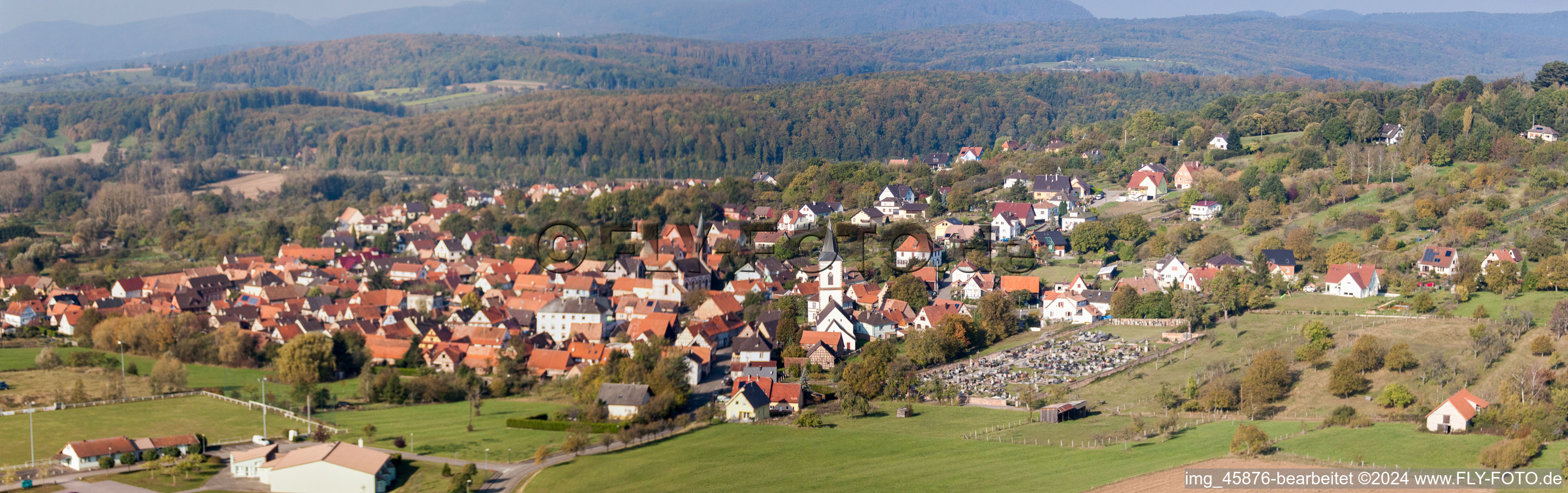 Church building in the village of in Gœrsdorf in Grand Est, France