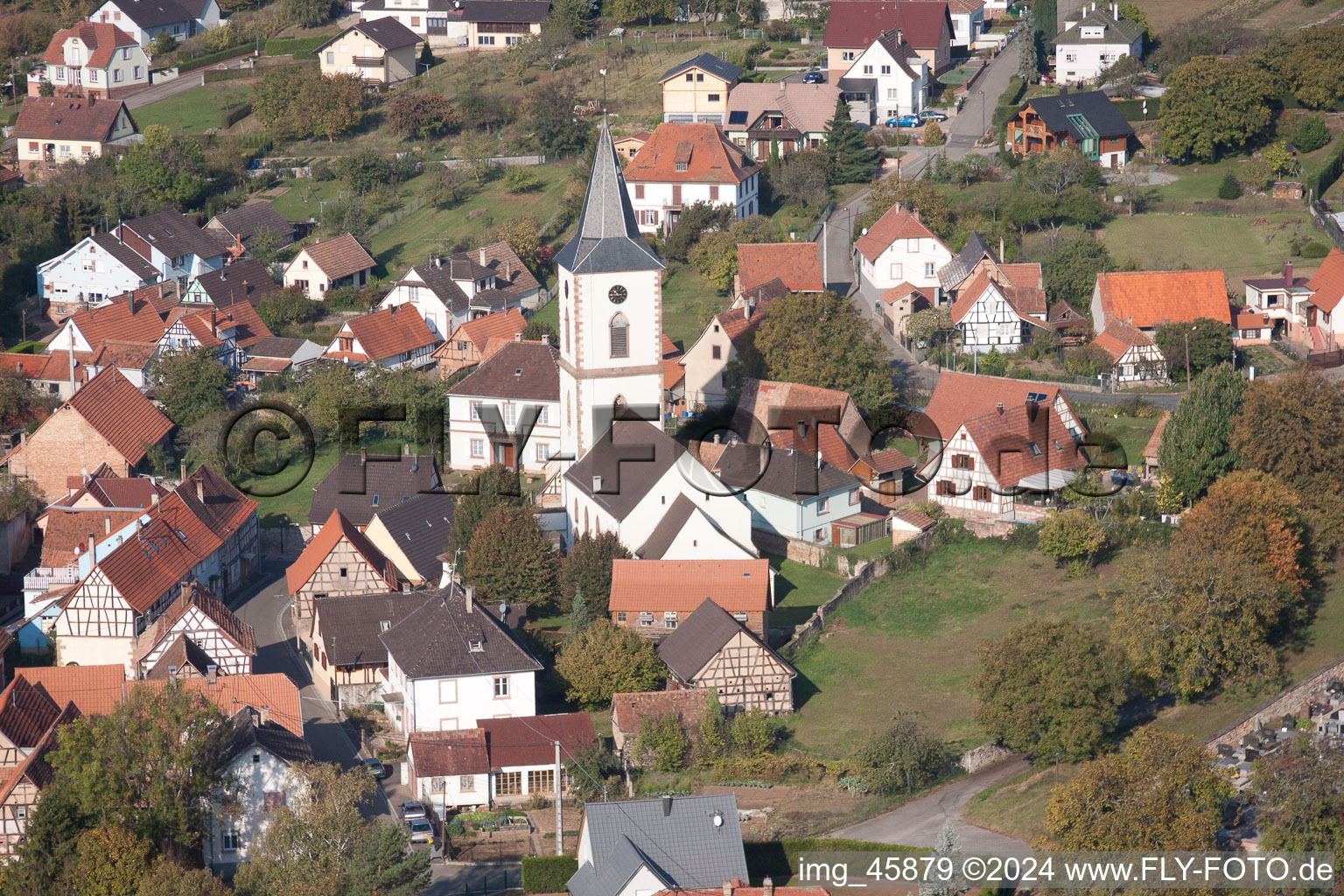 Mitschdorf in the state Bas-Rhin, France seen from a drone