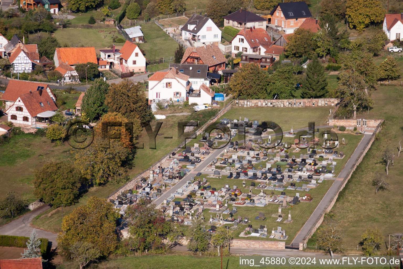 Mitschdorf in the state Bas-Rhin, France seen from a drone