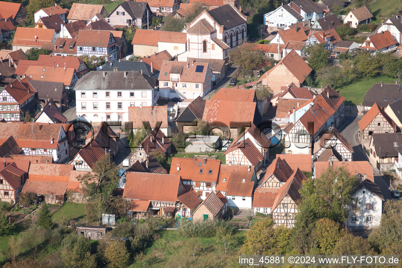 Drone recording of Gœrsdorf in the state Bas-Rhin, France