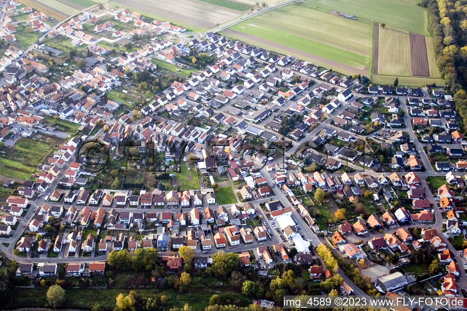 Aerial view of From the east in Hördt in the state Rhineland-Palatinate, Germany