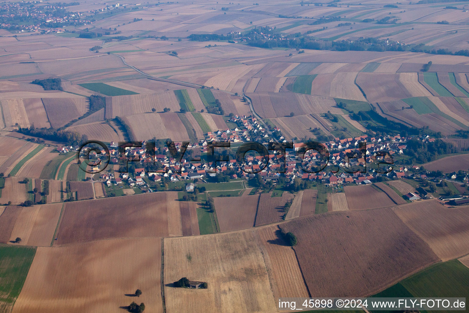 Aschbach in the state Bas-Rhin, France from above