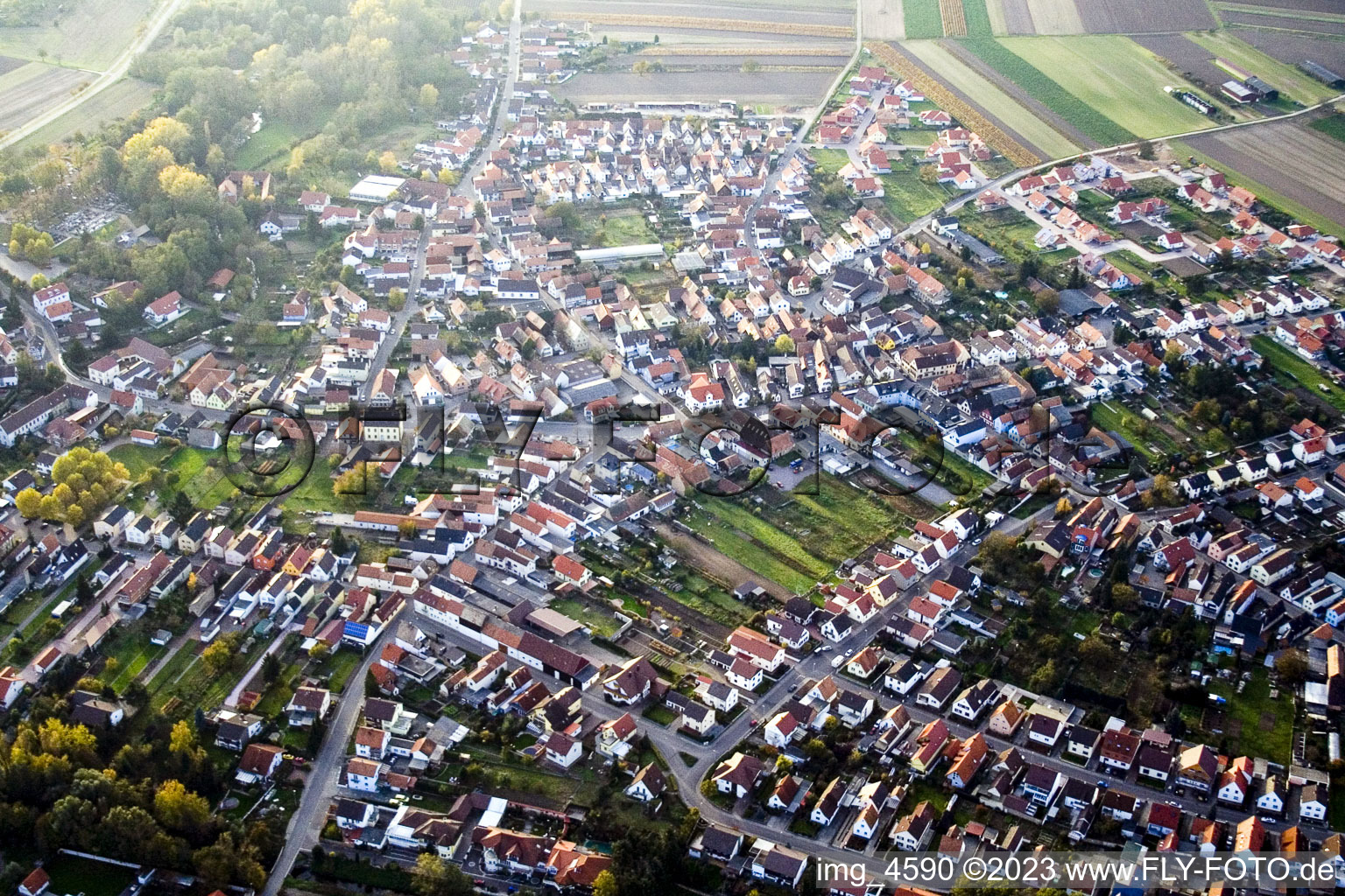 Aerial photograpy of From the east in Hördt in the state Rhineland-Palatinate, Germany