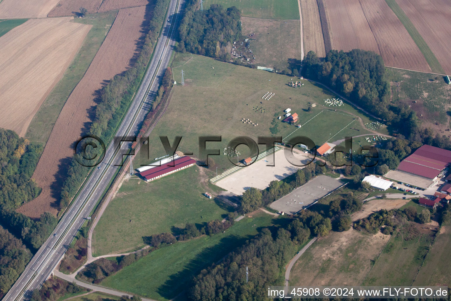 Haras in Neewiller-près-Lauterbourg in the state Bas-Rhin, France out of the air