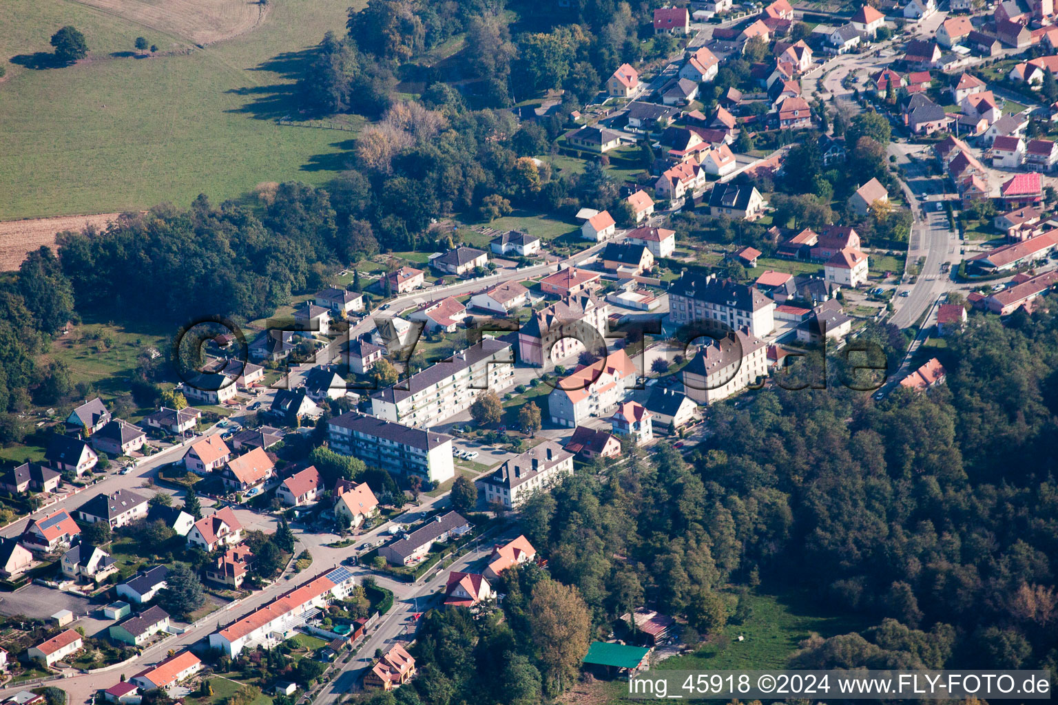 Drone recording of Lauterbourg in the state Bas-Rhin, France