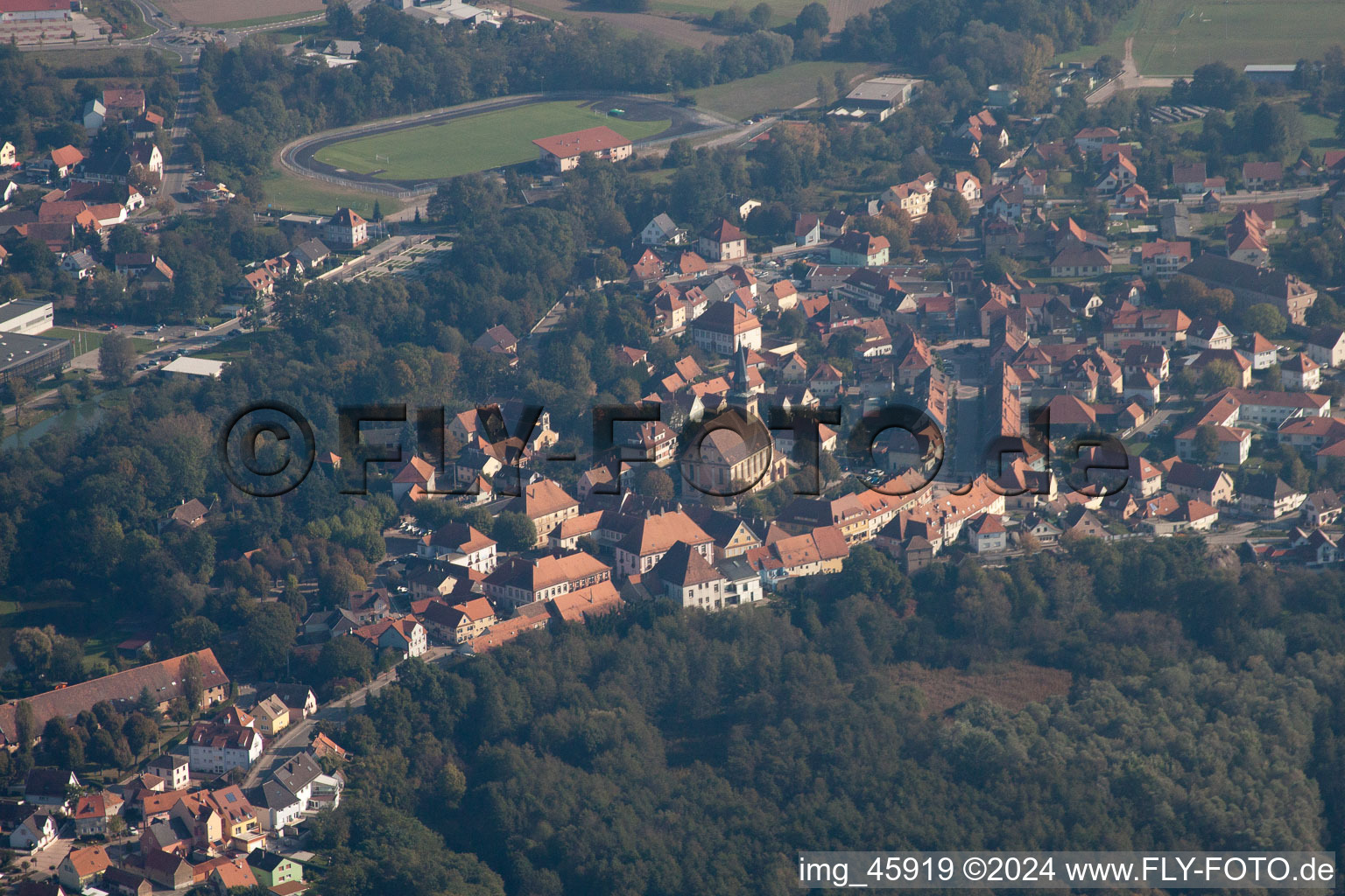 Drone image of Lauterbourg in the state Bas-Rhin, France