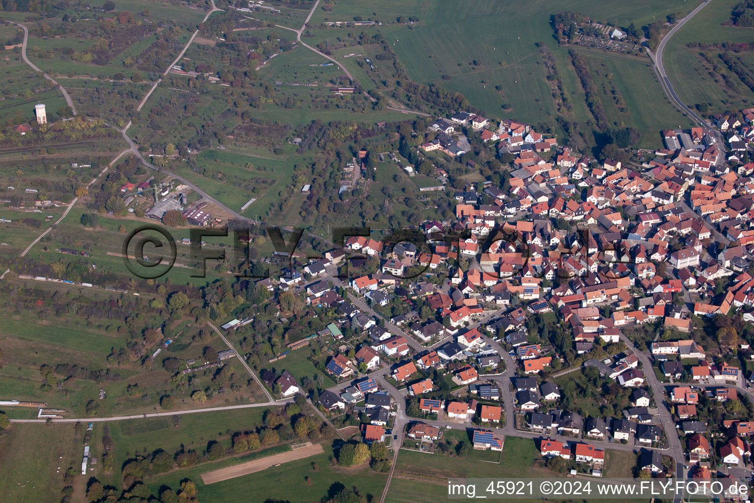 District Büchelberg in Wörth am Rhein in the state Rhineland-Palatinate, Germany from a drone