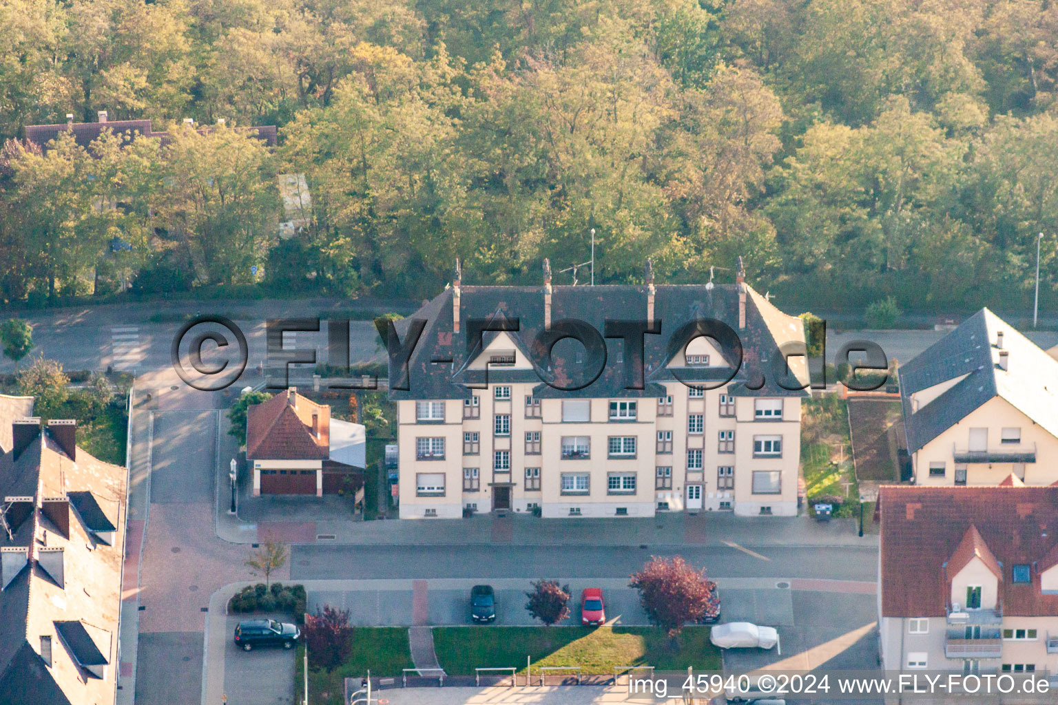 Lauterbourg in the state Bas-Rhin, France from the drone perspective