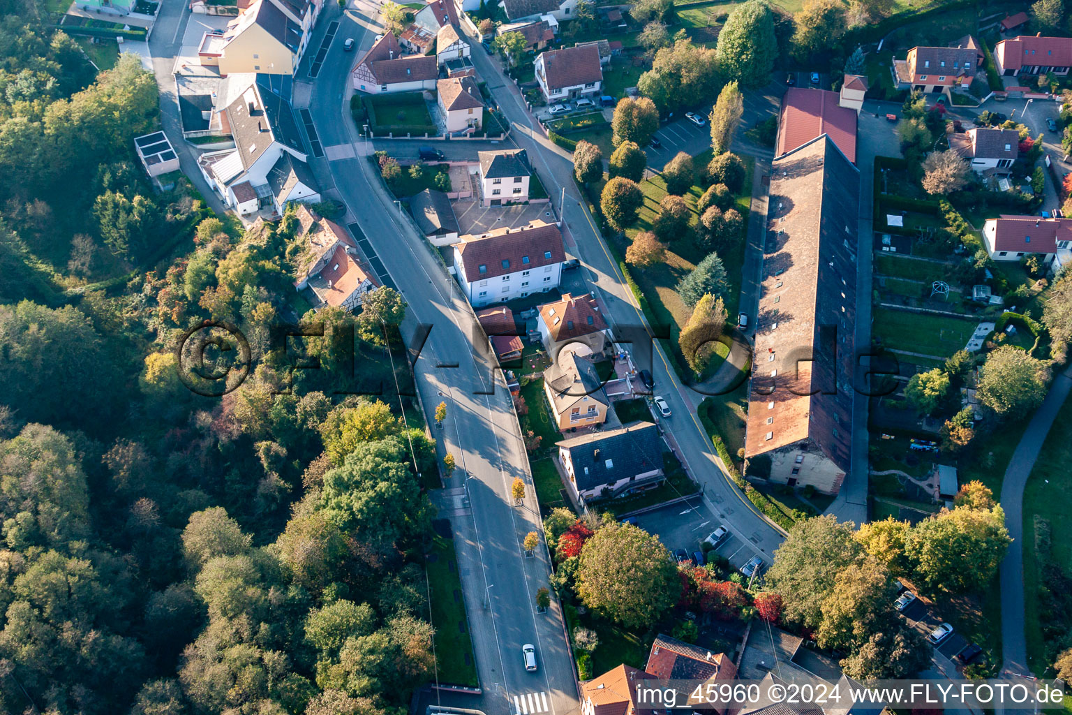 Bird's eye view of District Neulauterburg in Lauterbourg in the state Bas-Rhin, France