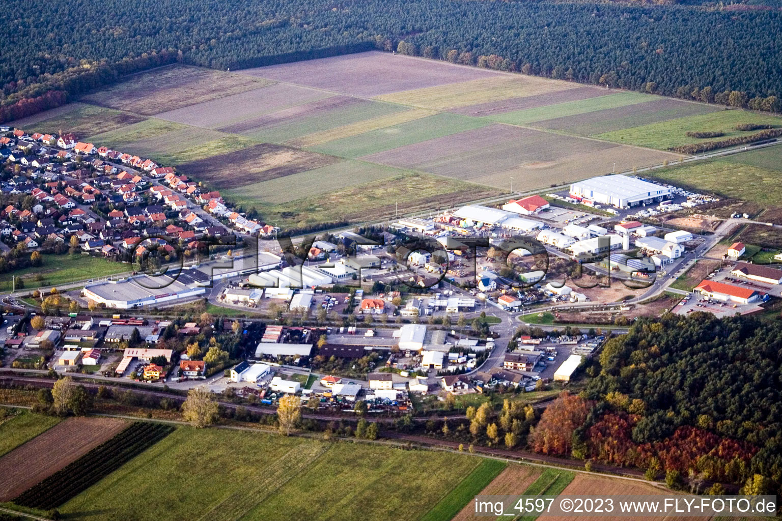 Fellach industrial area in Bellheim in the state Rhineland-Palatinate, Germany