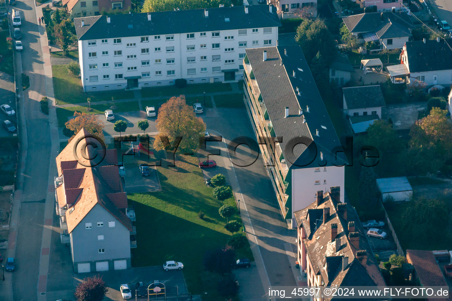 Lauterbourg in the state Bas-Rhin, France from a drone