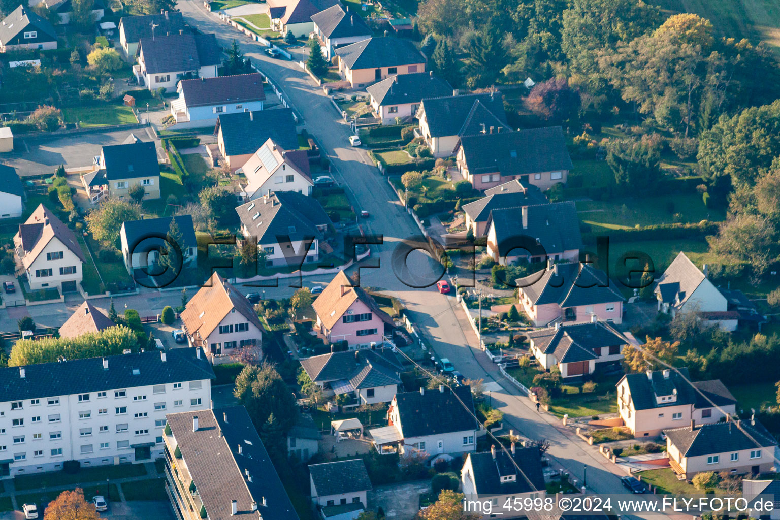 Lauterbourg in the state Bas-Rhin, France seen from a drone