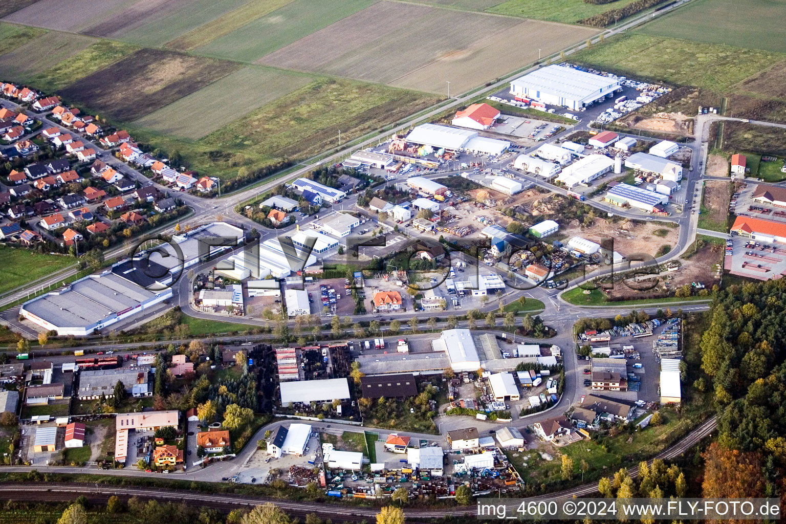 Industrial estate and company settlement East in Bellheim in the state Rhineland-Palatinate
