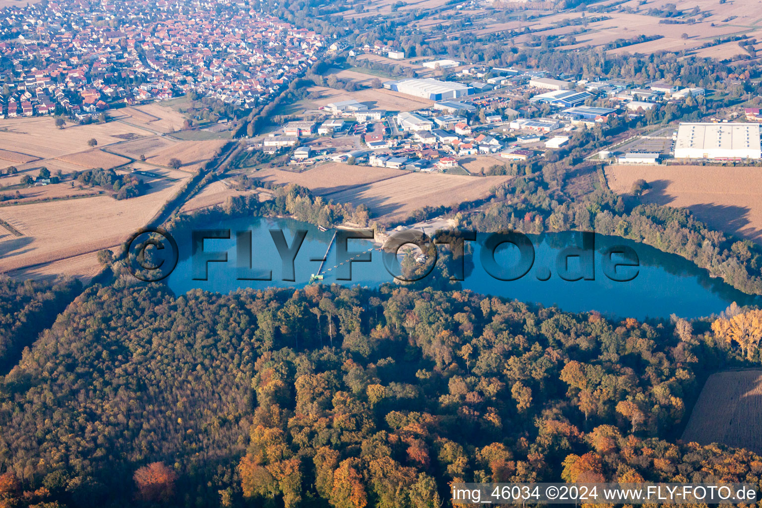 Quarry lakes in the south in Hagenbach in the state Rhineland-Palatinate, Germany