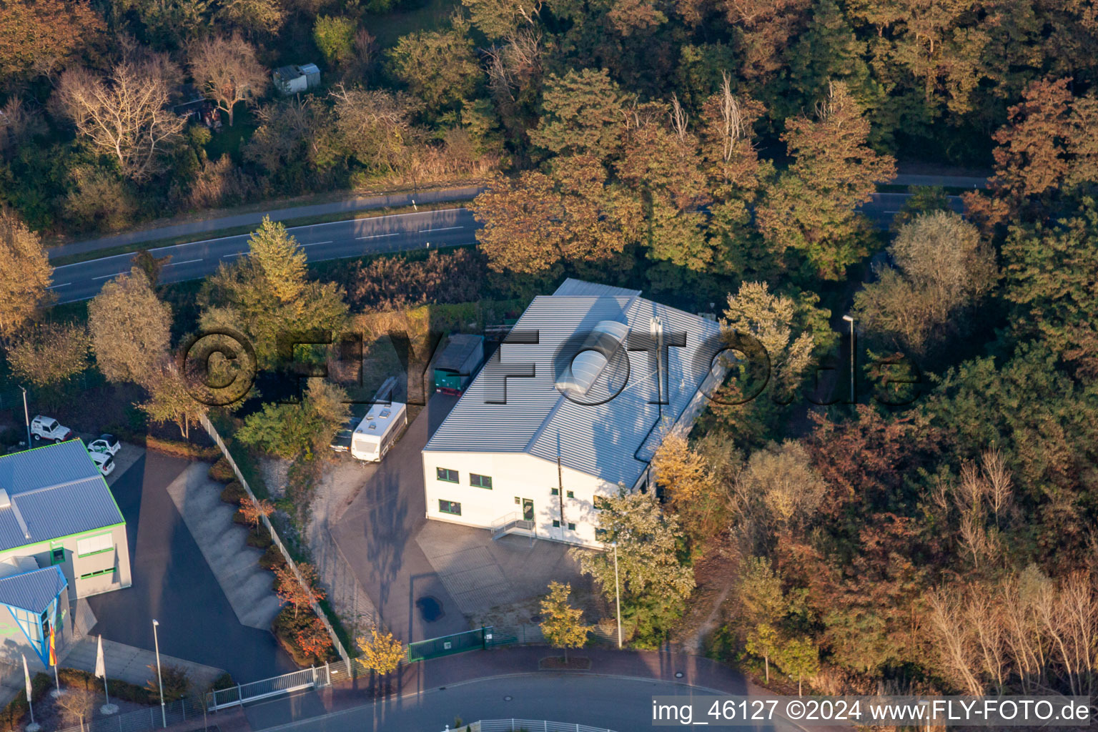 Drone recording of Mittelwegring commercial area in Jockgrim in the state Rhineland-Palatinate, Germany