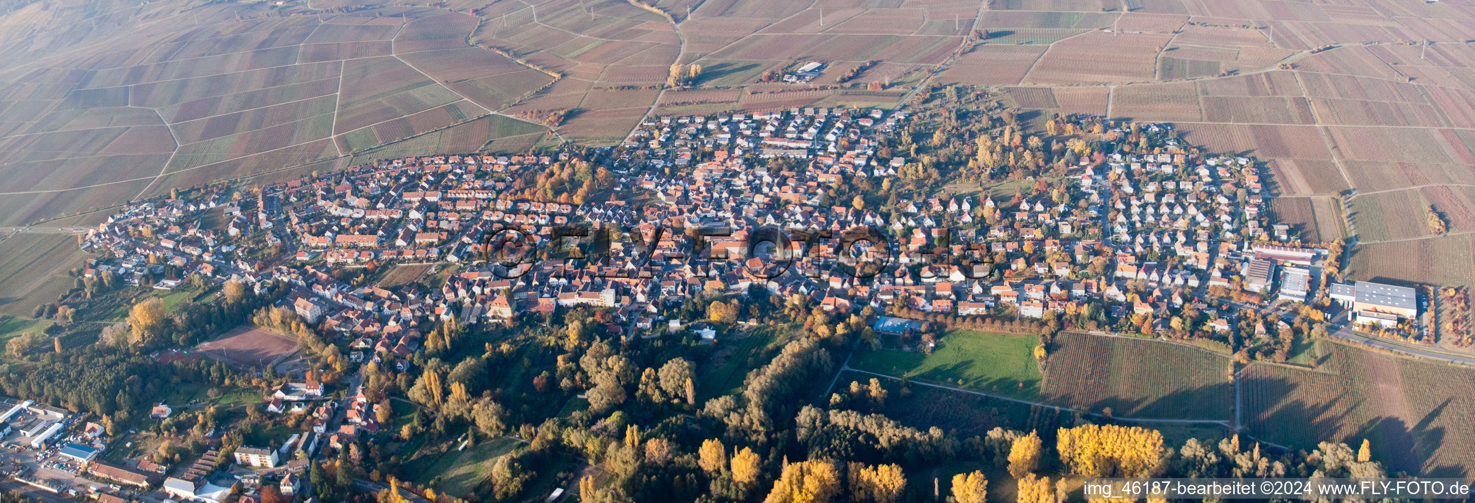 Aerial photograpy of District Godramstein in Landau in der Pfalz in the state Rhineland-Palatinate, Germany