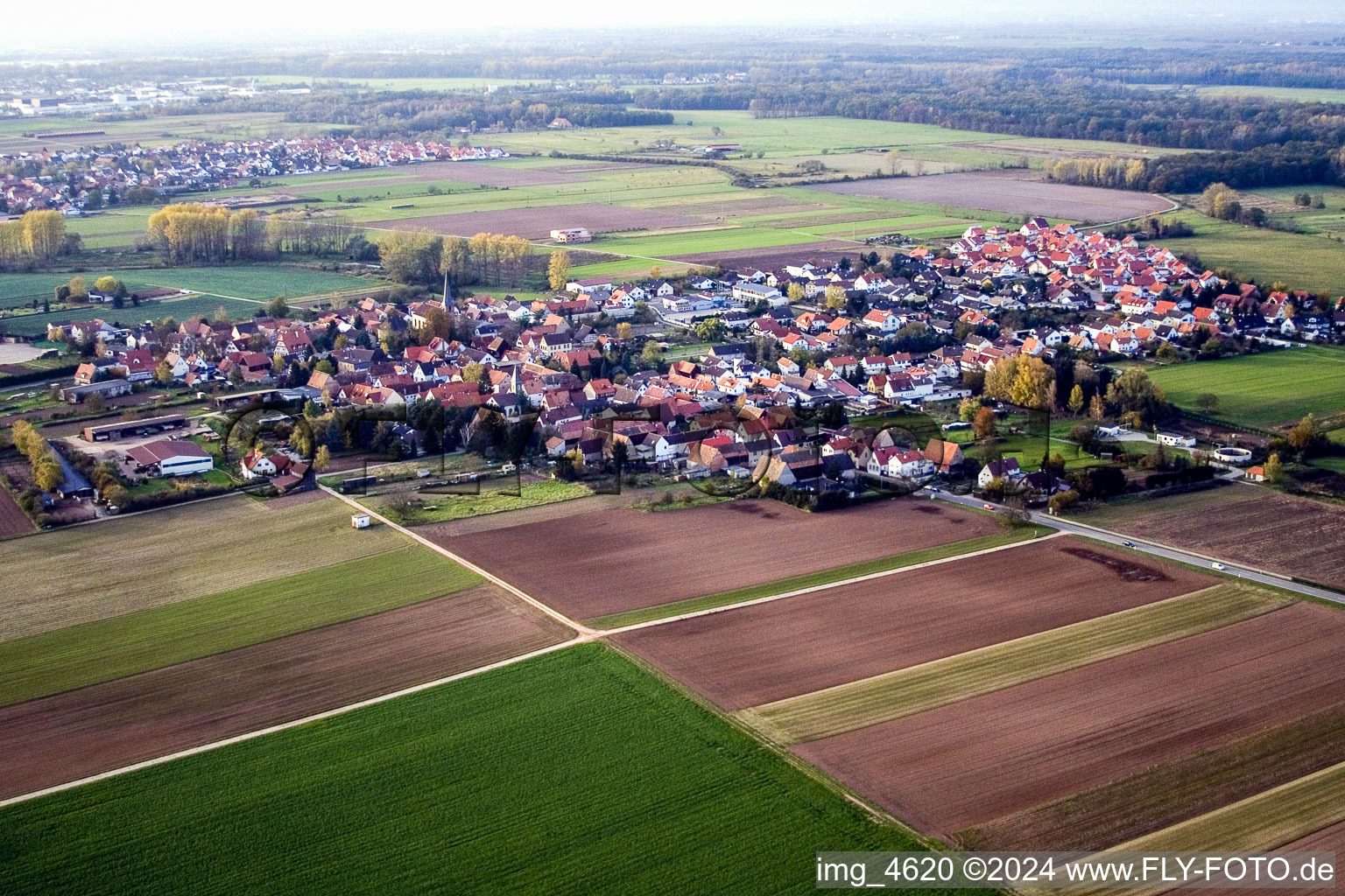 Knittelsheim in the state Rhineland-Palatinate, Germany from a drone