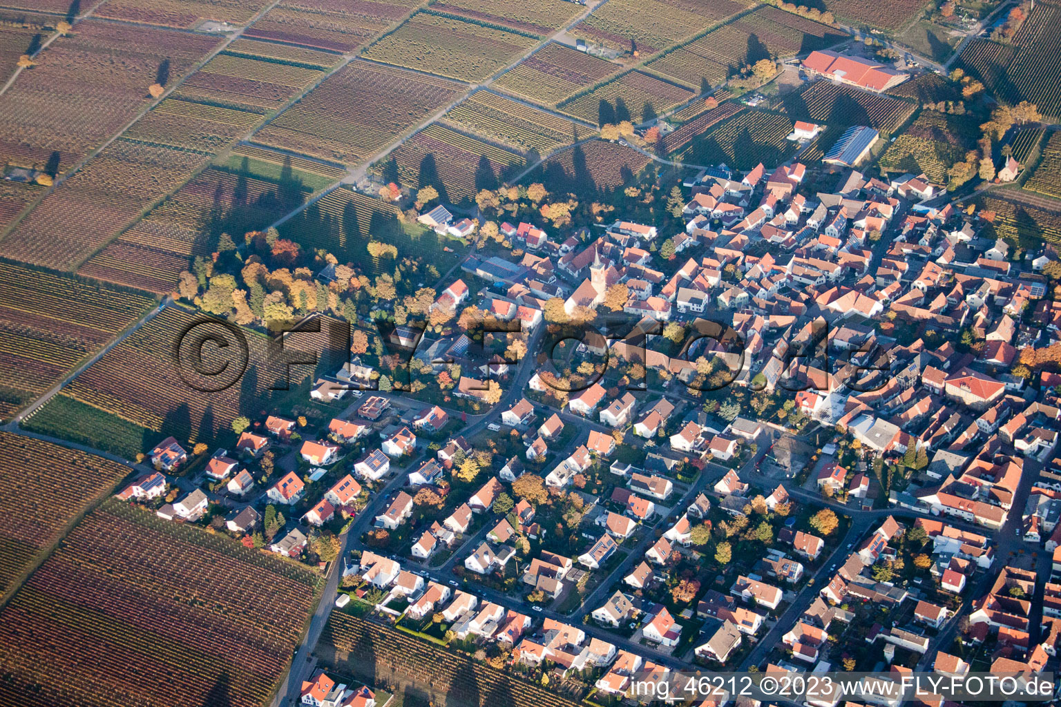 District Nußdorf in Landau in der Pfalz in the state Rhineland-Palatinate, Germany seen from above