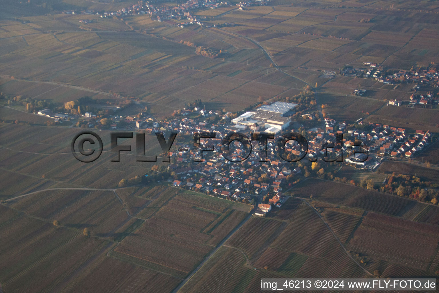 District Nußdorf in Landau in der Pfalz in the state Rhineland-Palatinate, Germany from the plane